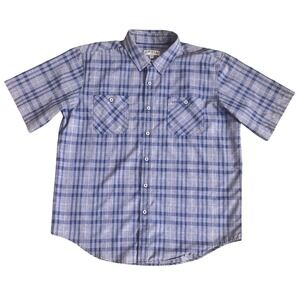 Orvis Mens XL Blue Plaid Short Sleeve Button Up Shirt Classic Collection